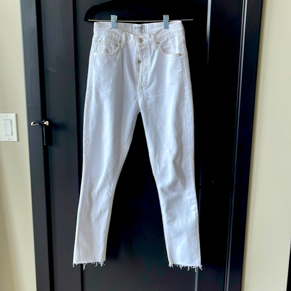 AGOLDE white jeans with raw hem
